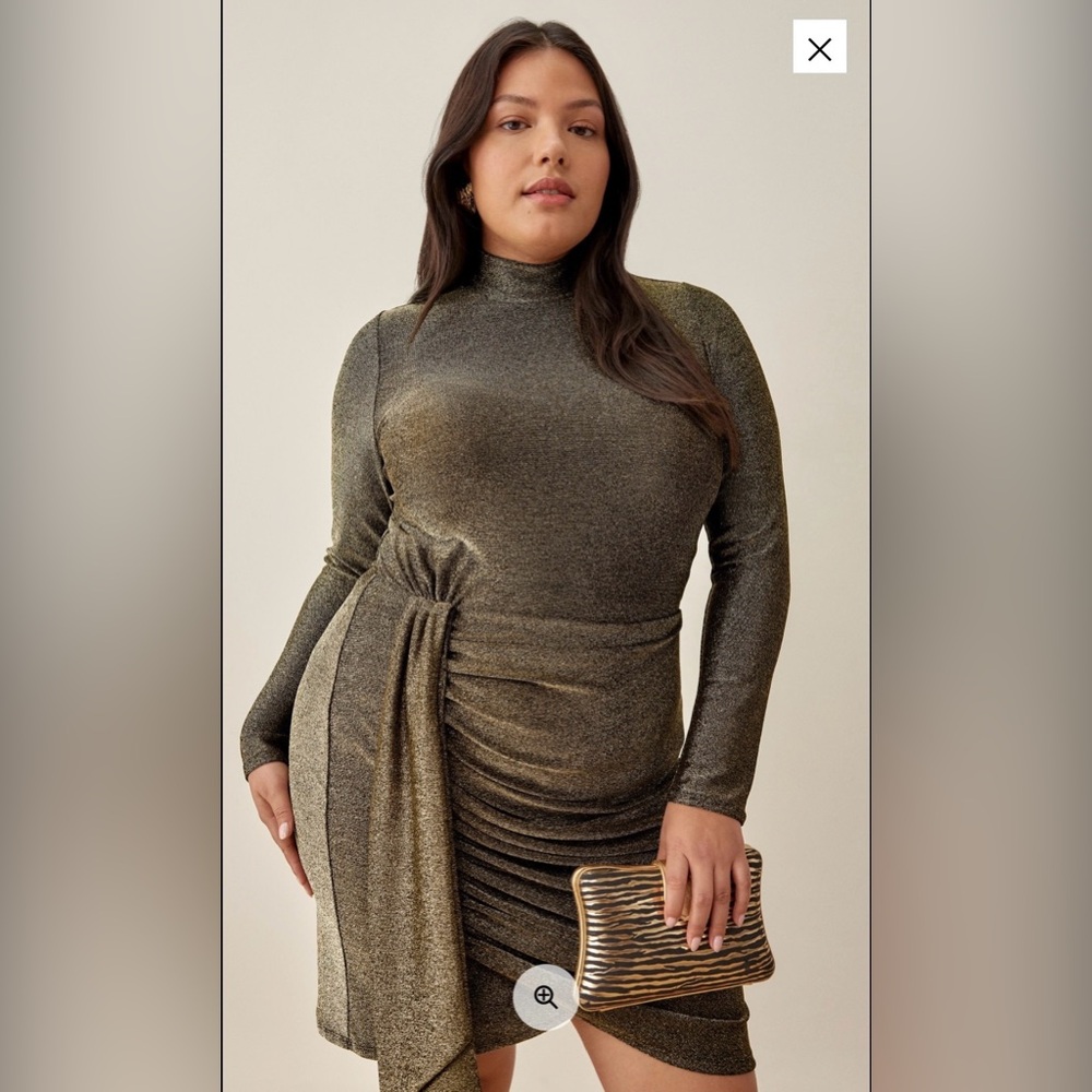 New Gold Reformation Paprika Long Sleeve Mock Neck Mini Dress 1x